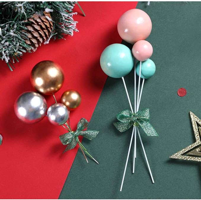 Mini Balloon Cake Toppers Round Gold Ball Cupcake Toppers Cake Decorations for Birthday Wedding Anniversary Valentines Party Cake Decoration Supplies 25 PCS (Gold)