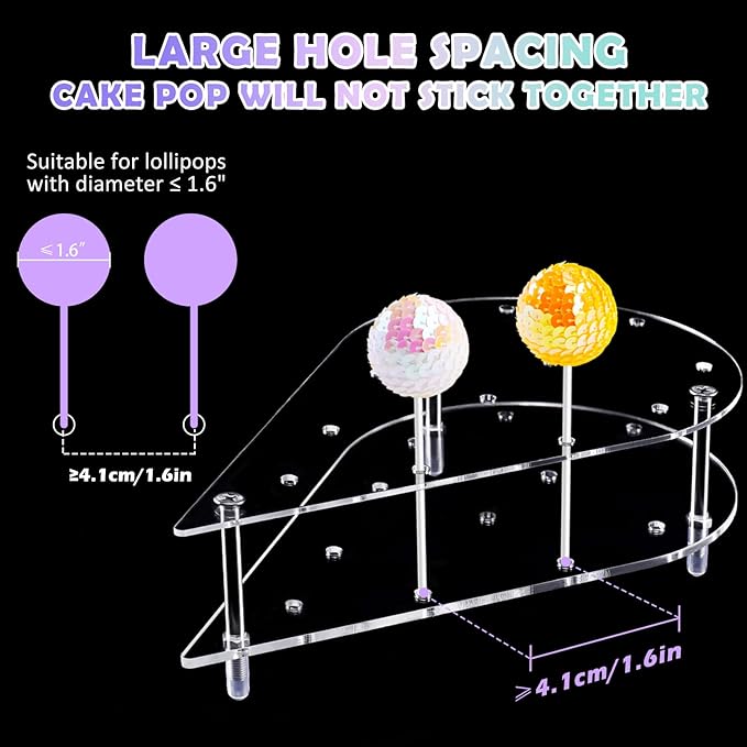 NiHome Cake Pop Stand Non Sticking Out, 24 Holes Acrylic Cake Pop Holder, Lollipop Cakepopsical Stand for Wedding Birthday Party Celebration, Heart Shaped