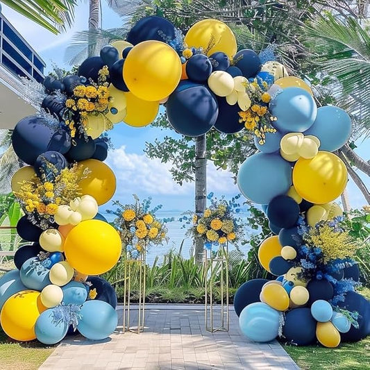 Captank Blue and Yellow Balloons Navy Royal Blue Balloon Garland Arch Kit For Happy Birthday Summer Baby Shower Bridal Shower Lemon School Banana Party Decorations