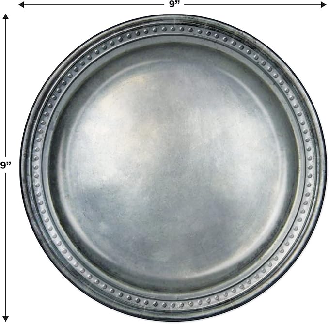 Beistle 24-Pack Pewter Paper Plates, Silver Medieval Tableware Accessories, Royal Knight Halloween Parties & Festive Castle Themed Events, 9"