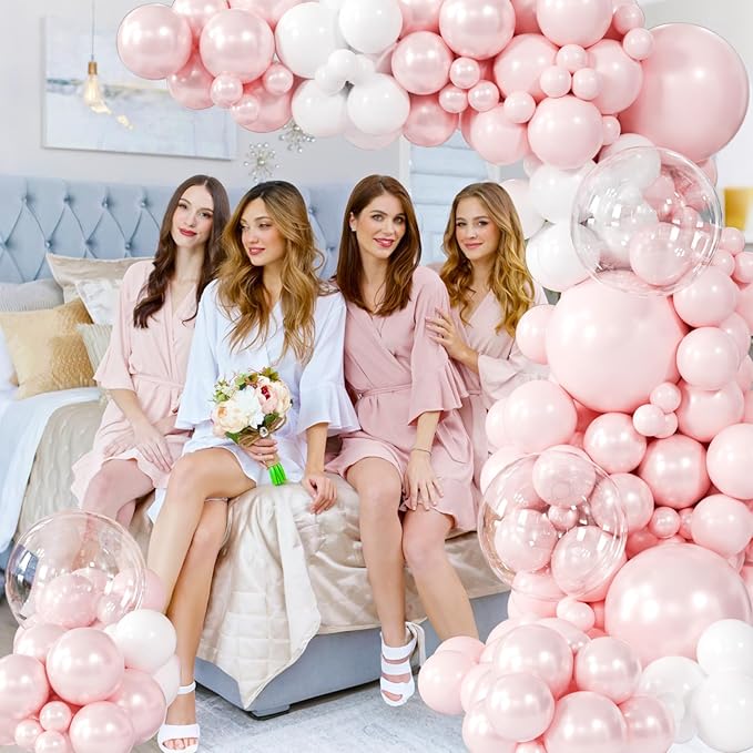 Pink and White Balloons Garland Arch Kit 154Pcs - 5 10 12 18 22 inch Balloon and Confetti Latex Balloons for Wedding Girls Birthday Anniversary Baby Shower Bachelorette Party Decorations