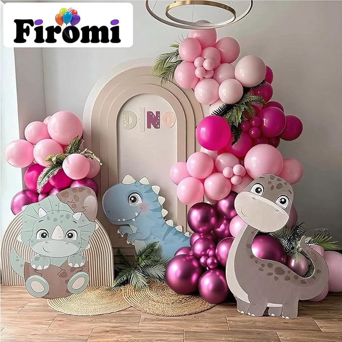 Firomi Metallic Pink Balloons Set 12-inch 70 pack Metallic Chrome Hot Pink Latex Balloons Pink and Light Pink Balloon for Birthday Wedding Party (with 2 Ribbons)
