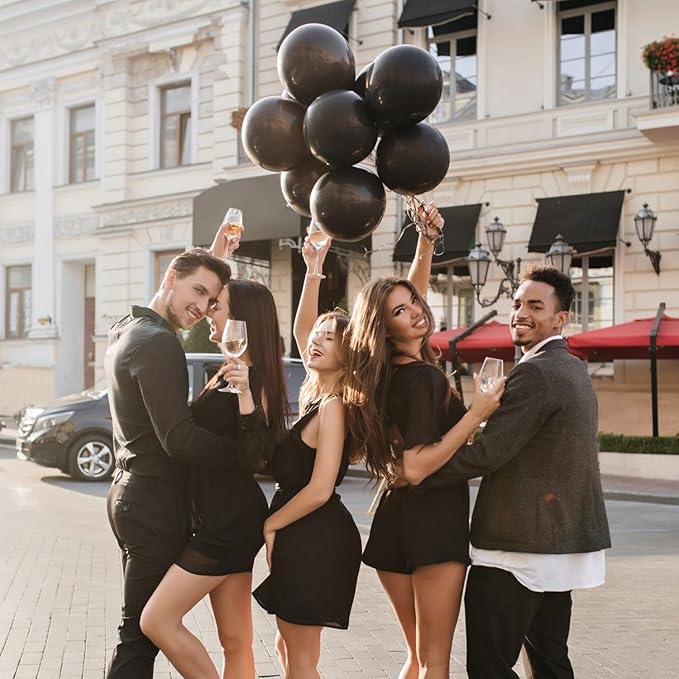 Black Balloons Party Decorations 160 Pack 5 inch Round Halloween Latex Balloons for Black Themed Wedding Graduation Anniversary Birthday Party Backdrop Decorations