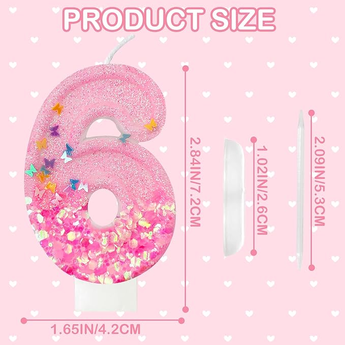 Pink Sequin Birthday Candles, Cake Number Candles, Girls 0th Birthday Decorations, Suitable for Birthday Parties, Anniversary Party Decorations(16)