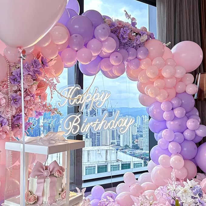 Voircoloria 90pack Pink Balloons Different Size 18/12/10/5 Inch Pink Balloon Garland Arch Kit for Graduation, Wedding, Birthday, Princess, Valentine's Day, Baby Shower, Anniversary Party Decorations