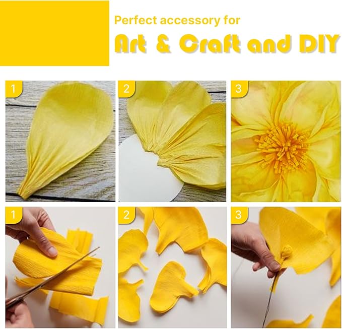 PartyWoo Yellow Crepe Paper Streamers 8pcs 656ft Pack of Pastel Yellow Pearl White Crepe Paper Streamers for Birthday Graduation Engagement Baby Shower Summer Sunflower Little Cutie Party Decorations