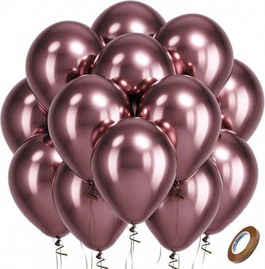 Bezente Copper Latex Party Balloons - 100 Pack 12 inch Round Helium Bronze Chrome Metallic Brown Balloons for Graduation Birthday Anniversary Boy Gender Reveal Jungle Engagement Fall Party Decorations