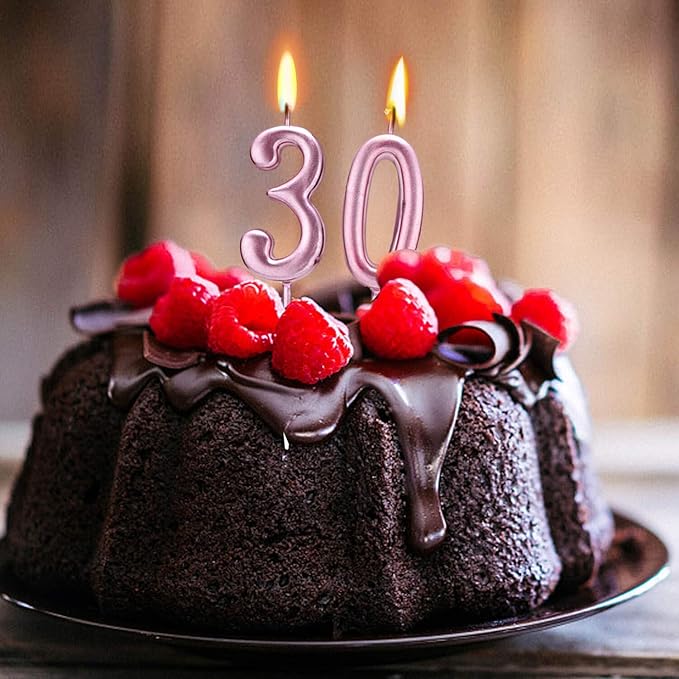 Beanlieve Rose Gold Birthday Candles - Cake Numeral Candles Number 0-9 Glitter Cake Topper Decoration for Birthday,Wedding Anniversary,Party Celebration(10 Pieces)