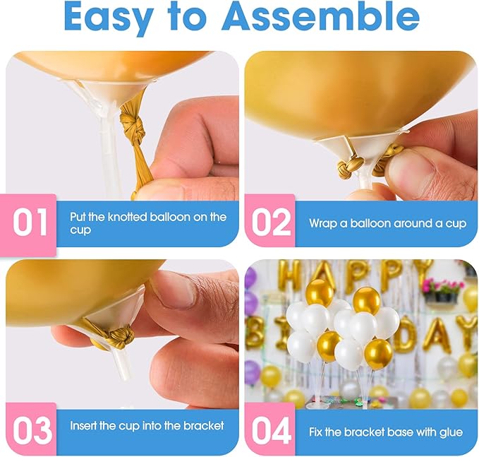 Voircoloria 30 Sets Balloon Stand Kits, Balloon Sticks Holder with Base for Table Graduation Birthday Baby Shower Gender Reveal Party Decorations