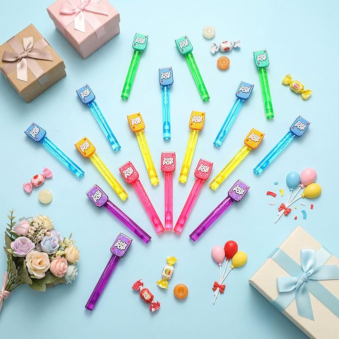 Jenaai 24 Pcs Soda Pop Bubble Wands Kpop Bubbles Party Favors for Summer Activity Cartoon Birthday Gifts Carnival Goody Bag Stuffers Wedding Supplies