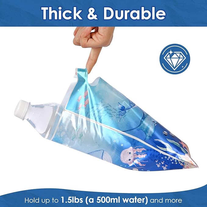 50 Pcs Ocean Animal Party Favor Bags with Handles - Plastic Under the Sea Party Goodie Bags for Candy & Small Gifts, Bulk Supplies for Wedding Baby Shower Treat Bags, Holiday Gift Bags(Thanksgiving, Halloween, Christmas, New Years), Birthday Party Deco...