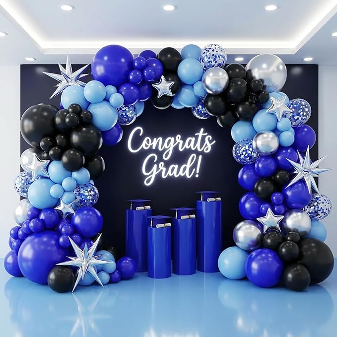 RUBFAC 135pcs Royal Blue Balloons, Latex Balloon Different Sizes 18 12 10 5 Inch for Garland Arch Birthday Party Graduation Baby Shower Baseball Nautical Party Decoration