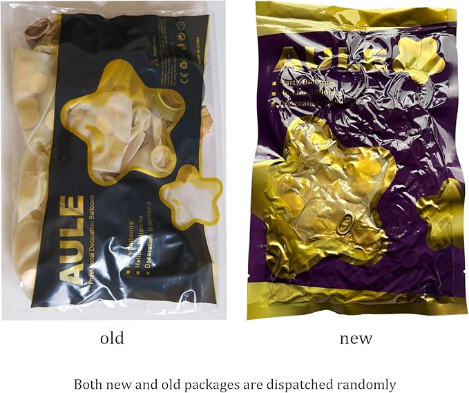 AULE Party Balloons Pack of 42 - Metallic Gold Balloons & Gold Confetti Balloons and 64ft Ribbons - 12 Inch Balloons Decorations Set