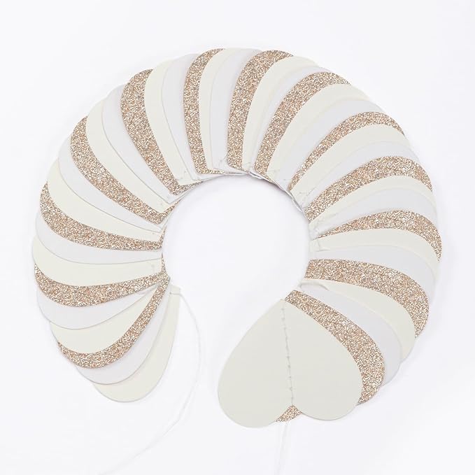 Champagne-Gold Milky-White Birthday Party-Decorations Heart-Garland - 52ft Wedding Hanging Streamers Banner,Bachelorette Engagement Romantic Special Night Baby Bridal Shower Backdrop Decor Burgleda