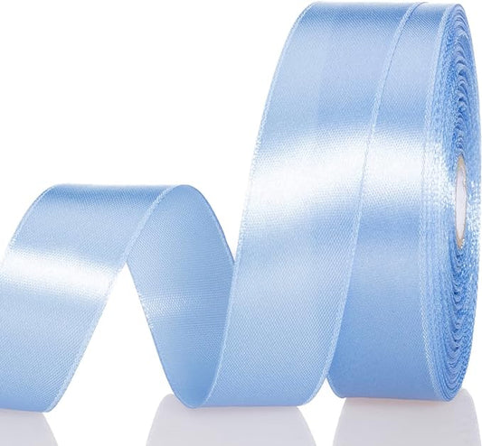 YASEO 1 Inch Sky Blue Solid Satin Ribbon, 50 Yards Craft Fabric Ribbon for Gift Wrapping Floral Bouquets Wedding Party Decoration