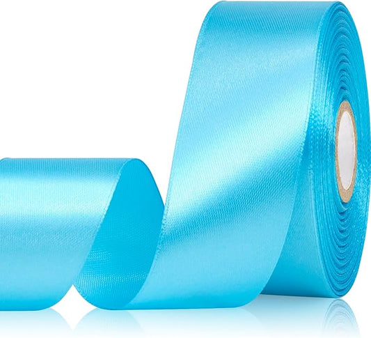 Turquoise Blue Ribbon 1-1/2 Inch 30 Yards Turquoise Blue Satin Ribbon for Flower Bouquet, Fabric Ribbon for Gift Wrapping Crafts Hair Accessories Sewing Wedding Christmas