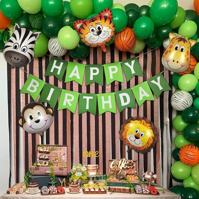 Pre-Strung Green Happy Birthday Banner Signs Party Decorations for Women Men Girls Boys