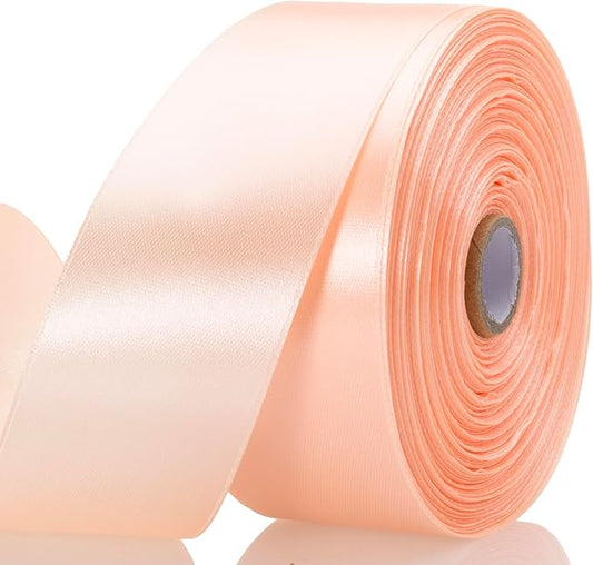 YASEO 1 1/2 Inch Peach Solid Satin Ribbon, 50 Yards Craft Fabric Ribbon for Gift Wrapping Floral Bouquets Wedding Party Decoration