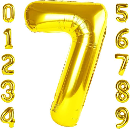 40 Inch Number 7 Balloon, 6 7 Birthday Decorations, Gold Seven Birthday Decor, 7 17 27 70 Year Old Balloon Number for Engagement, Wedding, Graduations