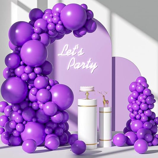 FOTIOMRG 110pcs Purple Balloon Garland Arch Kit, 18 12 10 5 inch Purple Latex Balloons Different Sizes Pack for Birthday Graduation Baby Shower Halloween Wedding Party Decorations