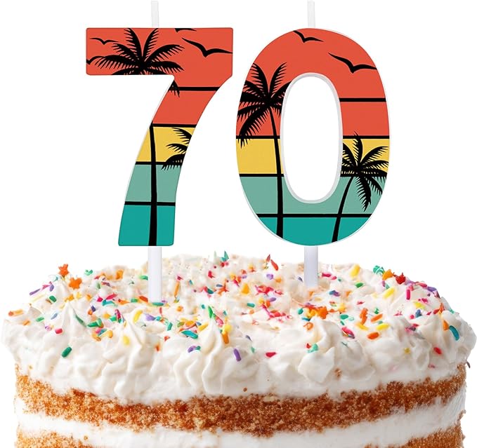 Conelist 70th Birthday Candles for Cake Vintage 1956 Cake Topper Retro 70th Happy Birthday Party Decorations for Men Women 1956, 2 Pack Number 70 Candle for 70 Years Wedding Anniversary Party Supplies