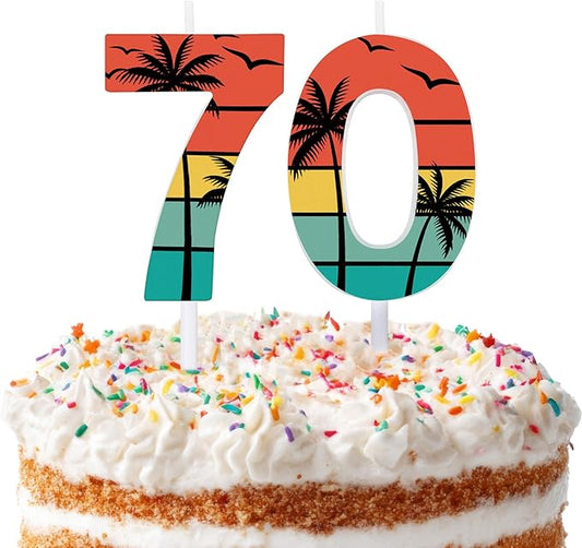Conelist 70th Birthday Candles for Cake Vintage 1956 Cake Topper Retro 70th Happy Birthday Party Decorations for Men Women 1956, 2 Pack Number 70 Candle for 70 Years Wedding Anniversary Party Supplies