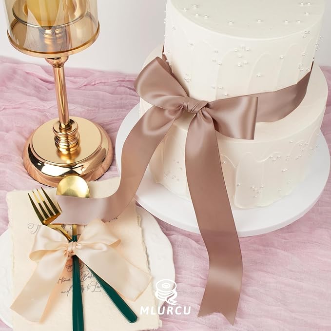Pink Ribbon 1-1/2 Inch Pink Satin Ribbon Dusty Rose/Rose Gold/Nude/Peach/Pink Ribbons for Gift Wrapping Flower Bouquet Wedding Invitation Bridal Shower Decor Hair Bows Crafts 6 Rolls 30Yds