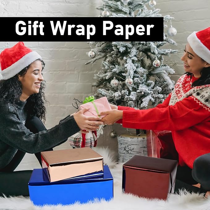 NESCCI Brown Metallic Wrapping Paper, Solid Color Paper,Gift Wrapping Paper,Perfect for Wedding,Valentine's Day,Birthday, Christmas,Baby Shower,DIY Bouquet (17 Inches X 32.8 Feet)