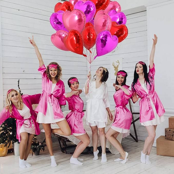 TONIFUL 30Pcs 18 Inch Rose Red Heart Balloons Valentine’s Day Heart Shape Foil Mylar Balloons Decoration for Romantic Valentine's Day Wedding Bridal Shower Anniversary Engagement Party Supplies