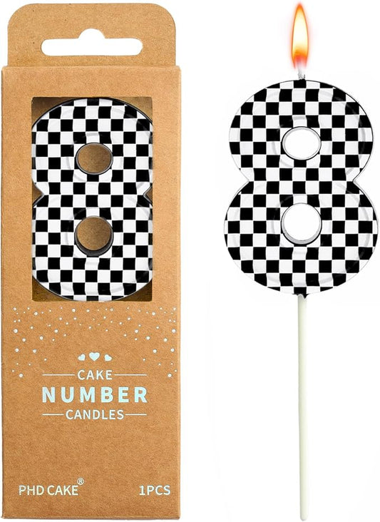 PHD CAKE 2.76 Inch Number 8 Racing Birthday Candles, Cool Racing Themed Number Candles, Cake Number Candles, Party Celebration, Style Candle