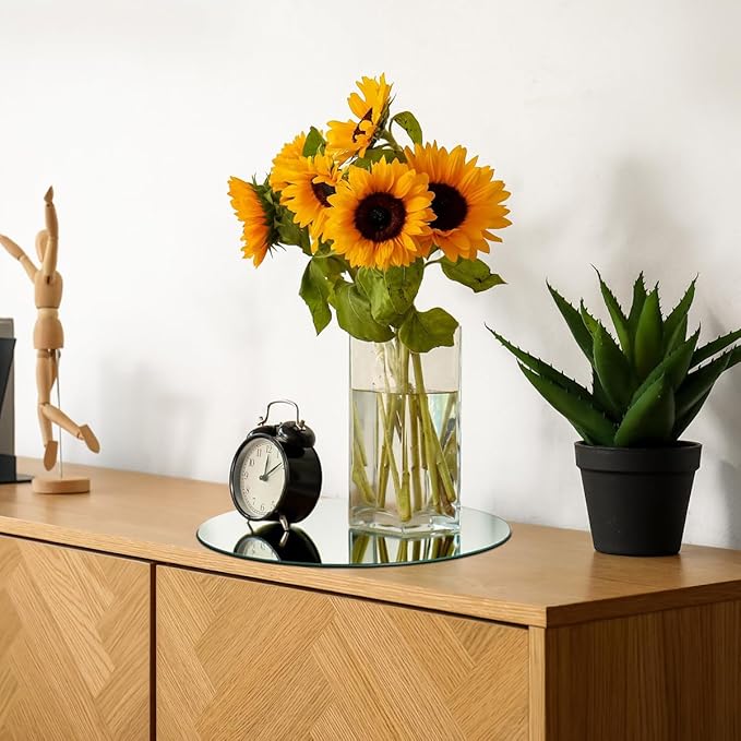 12" Round Mirror Centerpieces for Tables Decorations, 10 Pack Acrylic Circle Mirror Tray Candle Plate 2mm Thickness Mirror Centerpiece Table Decorations for Wedding Decorations Party, Wall Decor