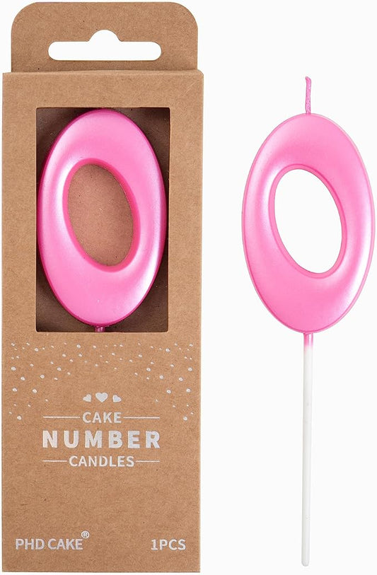 PHD CAKE 2.76 Inch Elegant Pink 0 Number Birthday Candles, Pink Number Candles, Cake Number Candles, Party Celebration