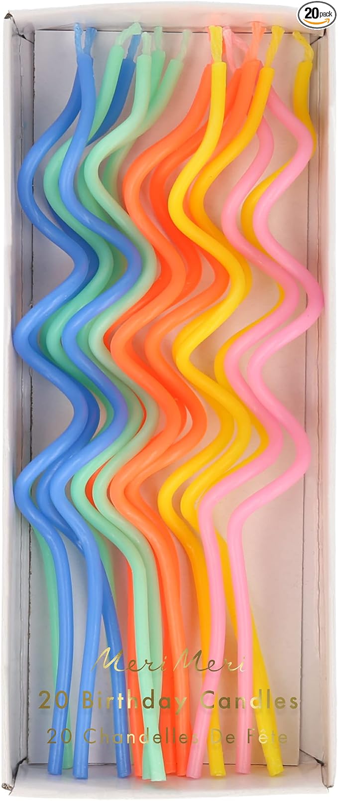 Meri Meri Swirly Tall Cake Candles (Pack of 20), 5" Tall Unscented Candles