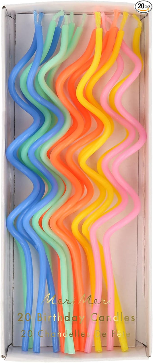 Meri Meri Swirly Tall Cake Candles (Pack of 20), 5" Tall Unscented Candles