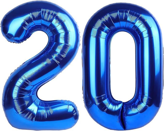 Number 20 Balloon 40 Inch, Large Happy 20th Birthday Decorations for Women, Dark Blue Foil Balloon Number for Wedding Marriage Proposa Big Events Family Reunions Party Supplies