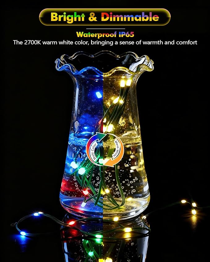 Outdoor String Lights, 328FT 1000 LED Fairy Lights, IP65 Waterproof Outside with Remote, 8 Lighting Modes Dimmable Timer Hanging LED Lamp for Camping Garden Patio Christmas Decor Yard Fence Tree