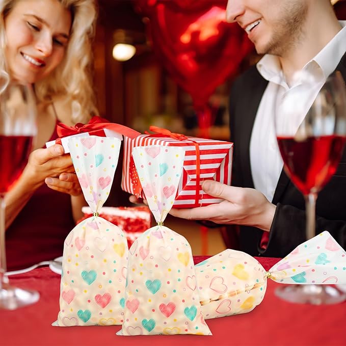 iNINGER Love Cellophane Bags,50 Pcs DIY Biscuit Cookie Decoration,Valentine's day Candy for Wedding,Festival activities and Baby Shower Birthday Decoration