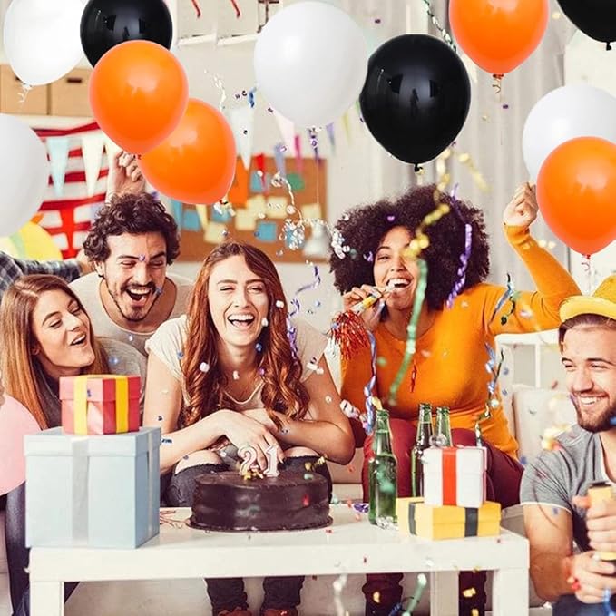 Orange Black White Balloon Garland Arch Kit - Orange Black White Balloons for Retirement Class of 2026 Graduate Congratulations Halloween Birthday Party Decorations