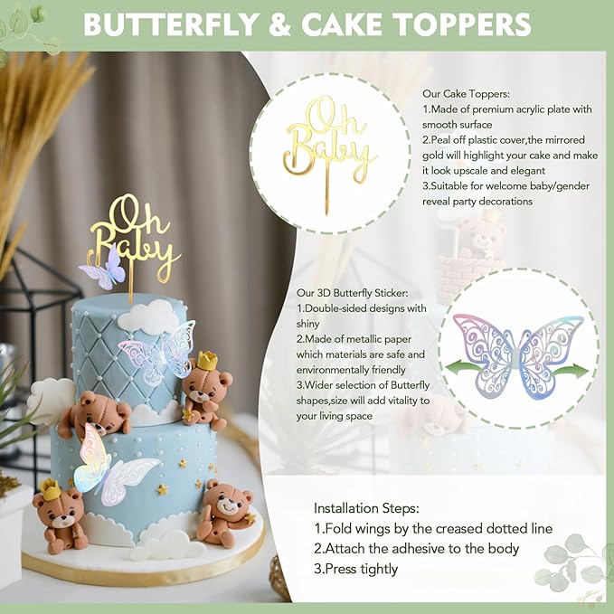 223Pcs Sage Green Baby Shower Decorations,"OH BABY" Banner, Balloon, Sash, Cake Topper for 25 Guests,Neutral Baby Shower Decor Supplies- Disposable Dinnerware Set With Eucalyptus Leaf
