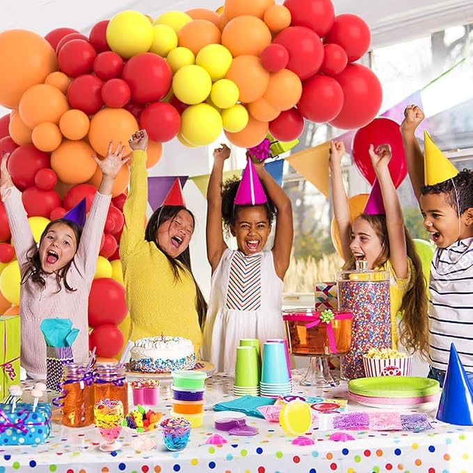 Red Yellow Orange Balloon Garland Arch Kit, 122PCS Orange Yellow Red Balloons for Fire Truck Theme Birthday Wedding Baby Bridal Shower Graduation Snniversary Firefighter Party Background Decoration…
