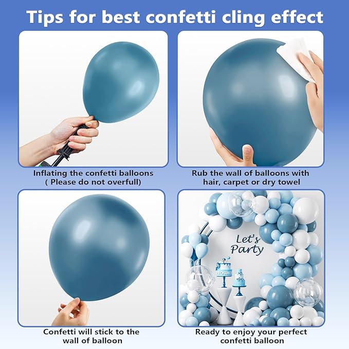 YAOWKY Dusty Blue and White Balloons Garland Arch Kit,111pcs 18 12 5 Inch White Blue and Bobo Latex Balloons for Baby Shower, Graduation, Wedding, Bridal Shower, Birthday Party Decorations