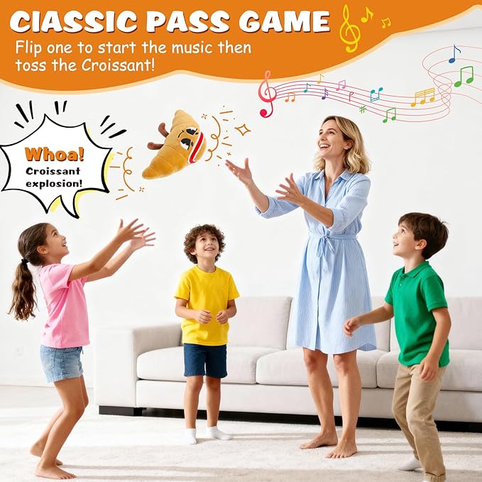 Flip & Pass the Croissant, Electronic Interactive Game, Hilarious Family Party Games for Kids Ages 3, 4-8+, Indoor/Outdoor Toys, 3 4 5 6 7 8 Year Old Girl & Boy Birthday Gift, Travel & Floor Fun