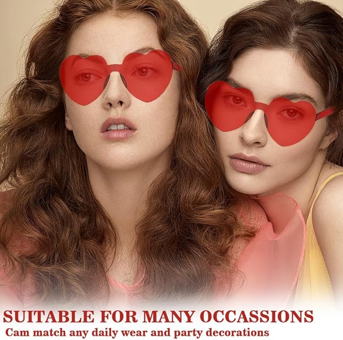 14 Pack Heart Sunglasses, Heart Shaped Sunglasses, Heart Glasses Bulk for Women, Rainbow Sunglasses for Valentine