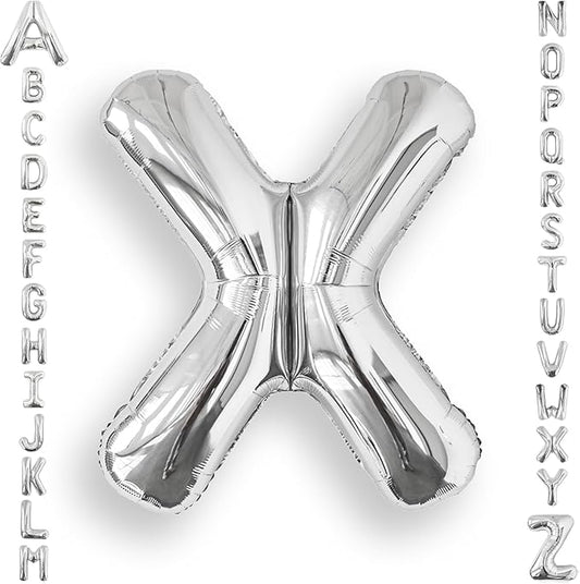AULE 40 Inch Big Letter Balloon Silver X Large Foil Helium Alphabet Balloons A-Z for Birthday Anniversary Graduation New Year Party Decoration Supplies
