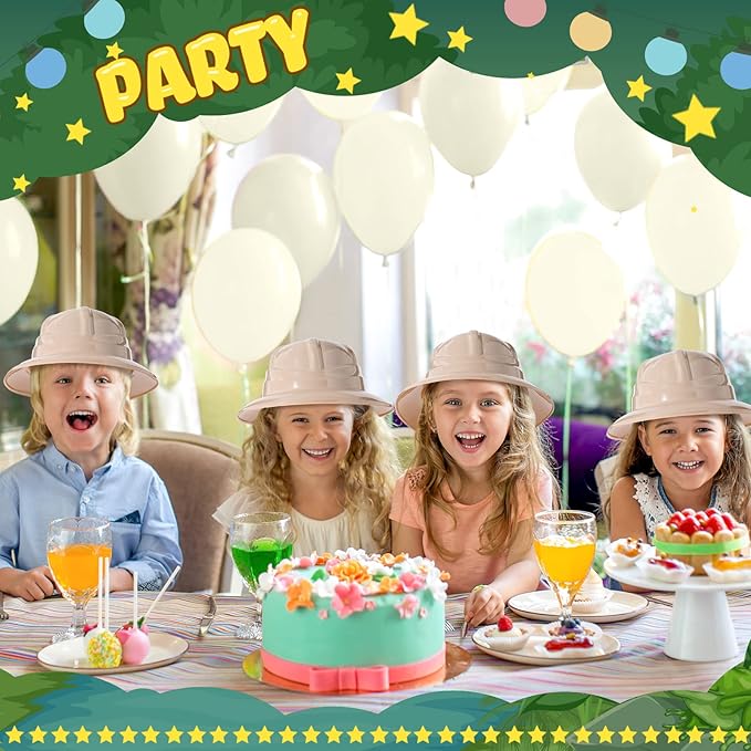Hillban 48 Pcs Safari Hats for Kids Plastic Safari Party Hats Jungle Explorer Boys Girls Halloween christmas Costume Jungle theme Party Supplies