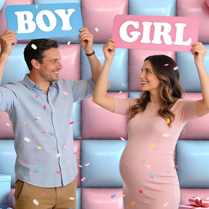 36Pcs Light Pink and Light Blue Square Foil Balloons Wall Backdrop, Double Sided Metallic Foil Balloons Tunnel Arch Garland Kit for Photo Booth Birthday Wedding Halloween Christmas Party Decorations