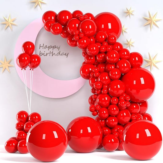 Red Balloons, 140pcs 18 12 10 5 Inch Different Sizes Pack Party Latex Balloons for Birthday Halloween Holiday Balloon Garland as Party Decorations