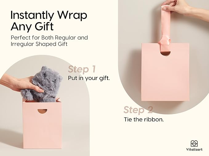 Vitalizart Paper Gift Bags With Ribbon Handles Set of 10 Assorted Colors Bulk Reusable For Gift Wrap Girls Kids Birthday Bridal Shower Party Favors Goodie Bags Candy Christmas 5.91"x3.54"x7.28" Small Size