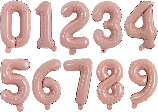 TONIFUL Balloons 16 Inch Baby Pink 0-9 Number Mylar Foil Balloons 10 Pcs Custom digitalal Balloons for 2026 New Year Eve Birthday Party Engagement Graduations Anniversary Baby Shower