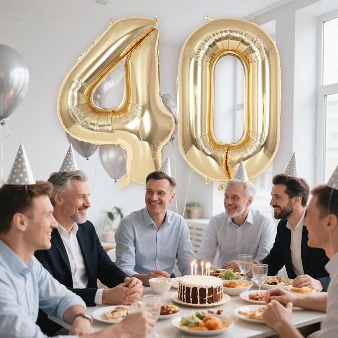 Champagne Large Number 40 Balloon, 40 Inch Light Gold Foil Helium Number Balloons, Giant Mylar Number 40 Balloons for 40 Years Old Birthday Party Anniversary Decorations (Champagne Gold 40)